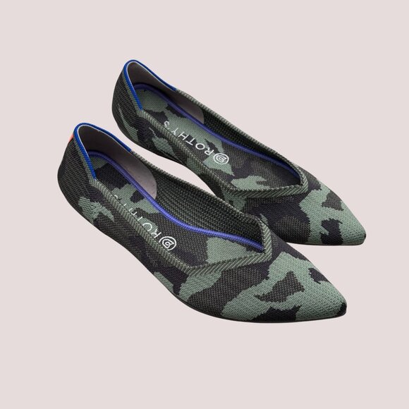 Rothy's The Point Ballet Pointed Flats Womens Size 10.5 Camo Knit Slip On - Picture 3 of 10